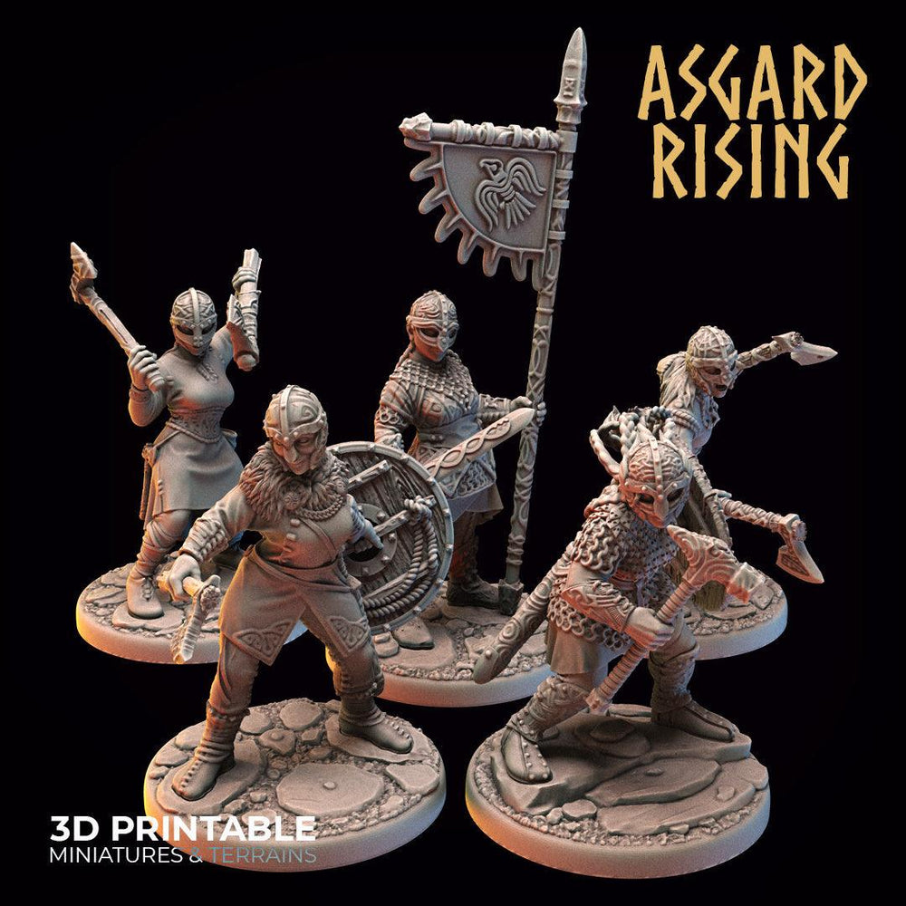 3D Printed Asgard Rising Viking Shieldmaidens Set 2 Viking Shieldmaidens Sets 28 32 mm Wargaming DnD (Online Only)