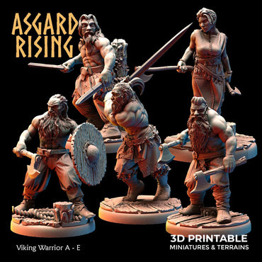 3D Printed Asgard Rising Viking Warriors Set 1 28 32 mm Wargaming DnD (Online Only)