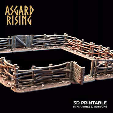 3D Printed Asgard Rising Wattle Fence Set With Gate 28mm - 32mm Ragnarok D&D (Online Only)