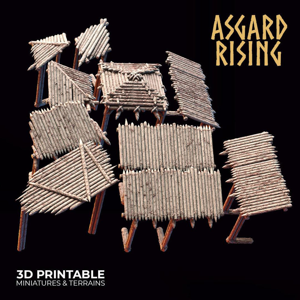 3D Printed Asgard Rising Wooden Palisade Roof Awning Set 28mm - 32mm Ragnarok D&D (Online Only)