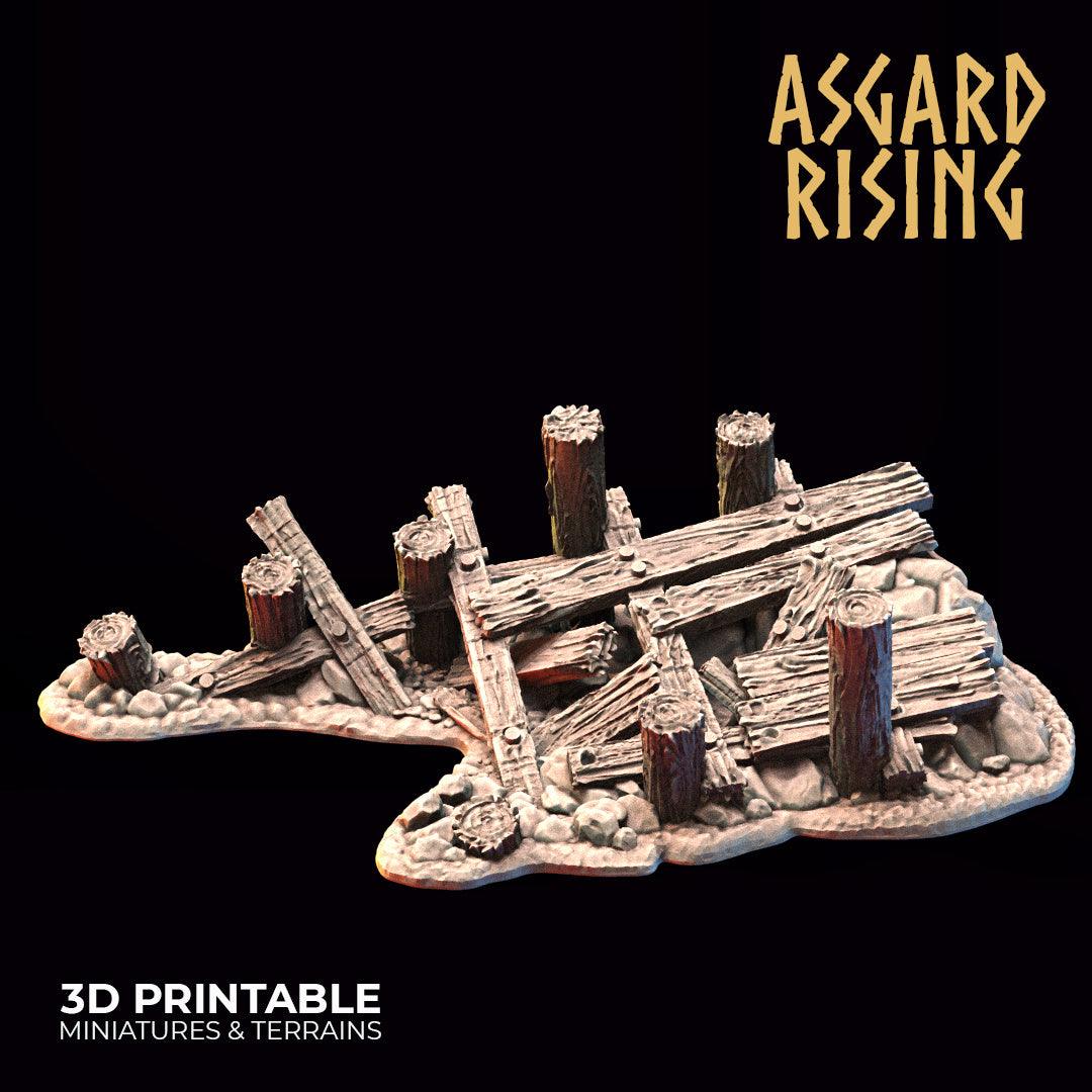 3D Printed Asgard Rising Wooden Ruined Pier 28mm - 32mm Ragnarok D&D (Online Only)