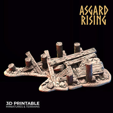 3D Printed Asgard Rising Wooden Ruined Pier 28mm - 32mm Ragnarok D&D (Online Only)