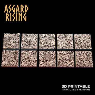 3D Printed Asgard Rising Worn Pavingstone -10 x 25 to 40 mm Square Base Set B Wargaming DnD (Online Only)