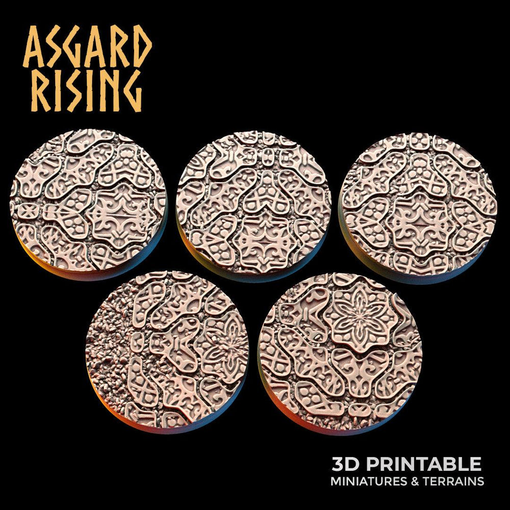 3D Printed Asgard Rising Worn Pavingstone - 5 x 25 28 32 35 mm Round Base Set B Wargaming DnD (Online Only)