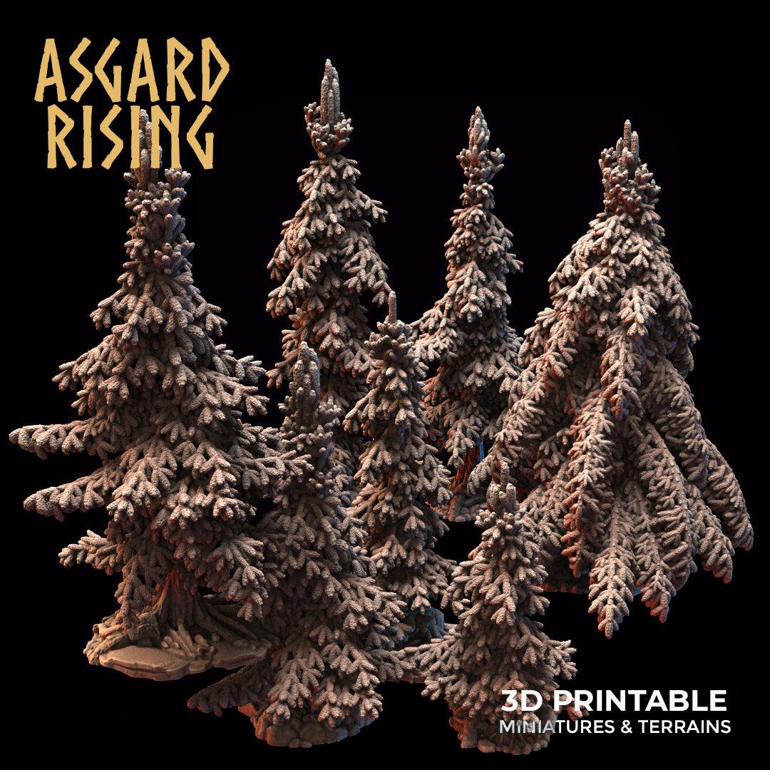 3D Printed Asgard Rising Young Conifers Spruce Forest Tree Set 32mm D&D (Online Only)