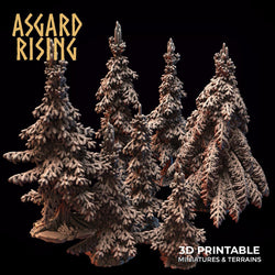 3D Printed Asgard Rising Young Conifers Spruce Forest Tree Set 32mm D&D (Online Only)