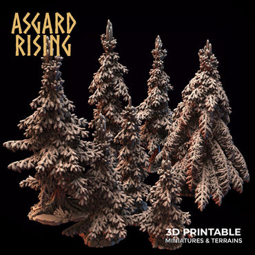 3D Printed Asgard Rising Young Conifers Spruce Forest Tree Set 32mm D&D (Online Only)