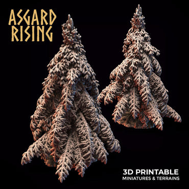 3D Printed Asgard Rising Young Conifers Spruce Forest Tree Set 32mm D&D (Online Only)