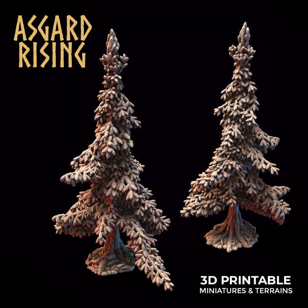 3D Printed Asgard Rising Young Conifers Spruce Forest Tree Set 32mm D&D (Online Only)