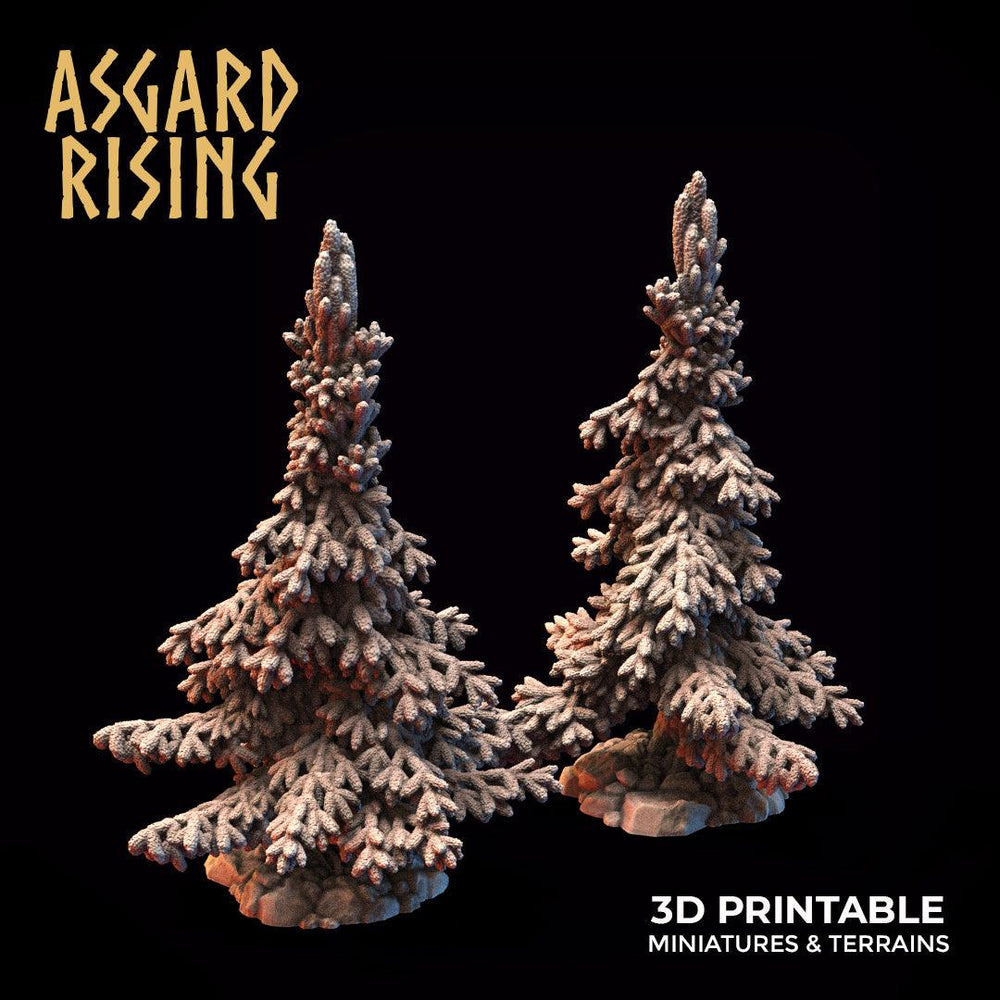 3D Printed Asgard Rising Young Conifers Spruce Forest Tree Set 32mm D&D (Online Only)