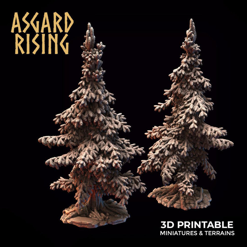 3D Printed Asgard Rising Young Conifers Spruce Forest Tree Set 32mm D&D (Online Only)