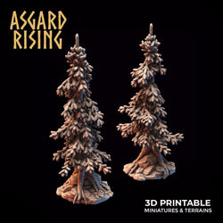 3D Printed Asgard Rising Young Conifers Spruce Forest Tree Set 32mm D&D (Online Only)