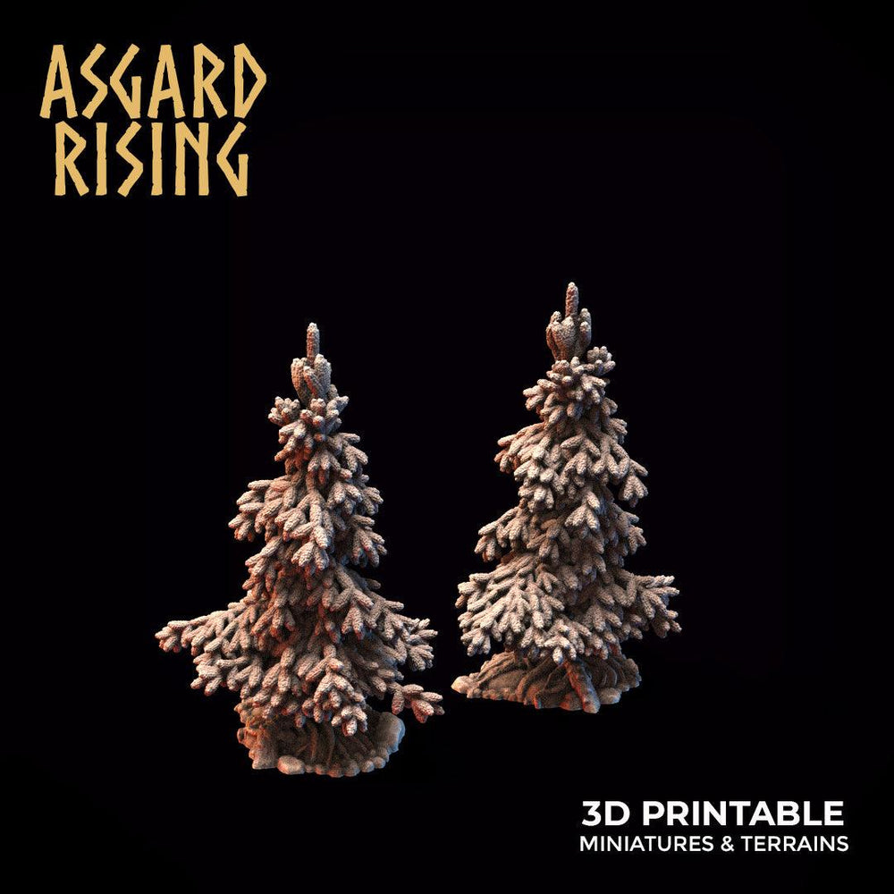 3D Printed Asgard Rising Young Conifers Spruce Forest Tree Set 32mm D&D (Online Only)