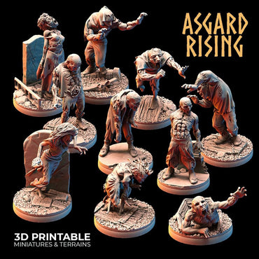 3D Printed Asgard Rising Zombies Undead Set 28mm - 32mm (Online Only)