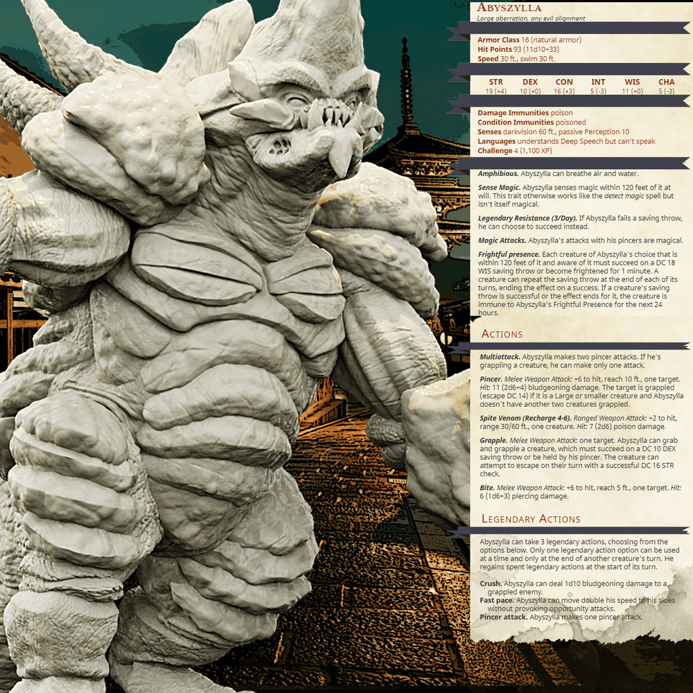3D Printed Bestiary Vol. 4 Nafarrate - Abyszylla Aberration 32mm Ragnarok D&D (Online Only)