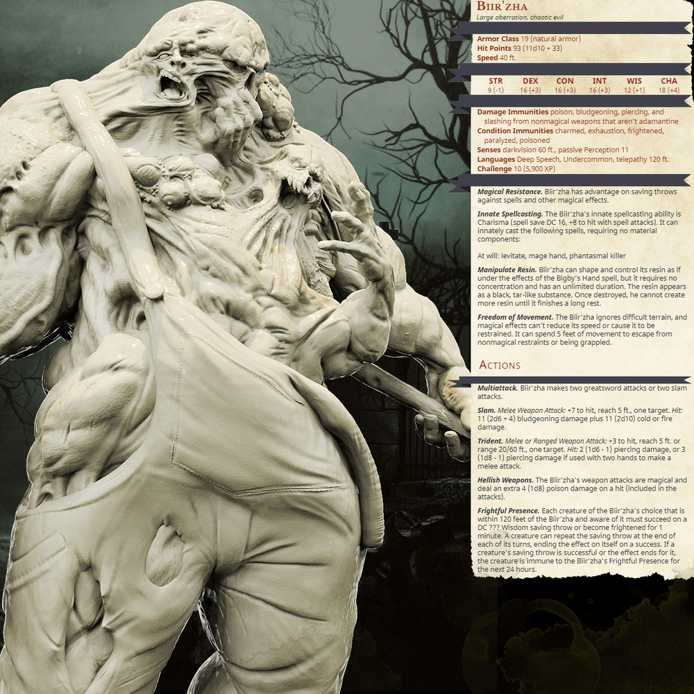 3D Printed Bestiary Vol. 4 Nafarrate - Biir'zha Aberration 32mm Ragnarok D&D (Online Only)