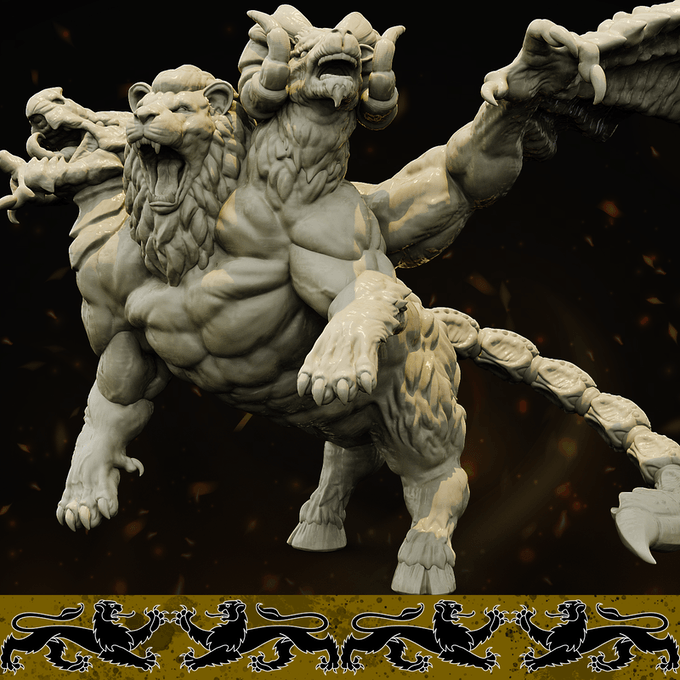 3D Printed Bestiary Vol. 4 Nafarrate - Chimera 32mm Ragnarok D&D (Online Only)