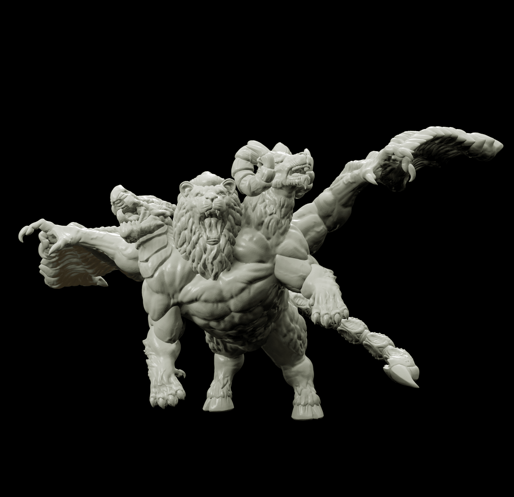 3D Printed Bestiary Vol. 4 Nafarrate - Chimera 32mm Ragnarok D&D (Online Only)
