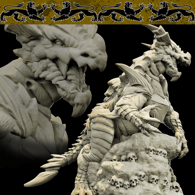 3D Printed Bestiary Vol. 4 Nafarrate - Cidraen Thunder Dragon 32mm Ragnarok D&D (Online Only)