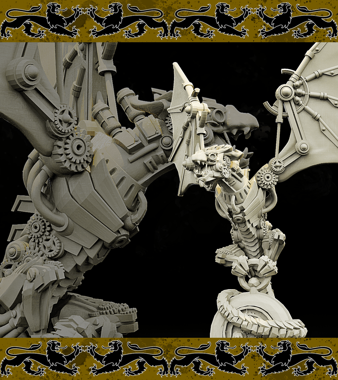 3D Printed Bestiary Vol. 4 Nafarrate - Clockwork Dragon 32mm Ragnarok D&D (Online Only)