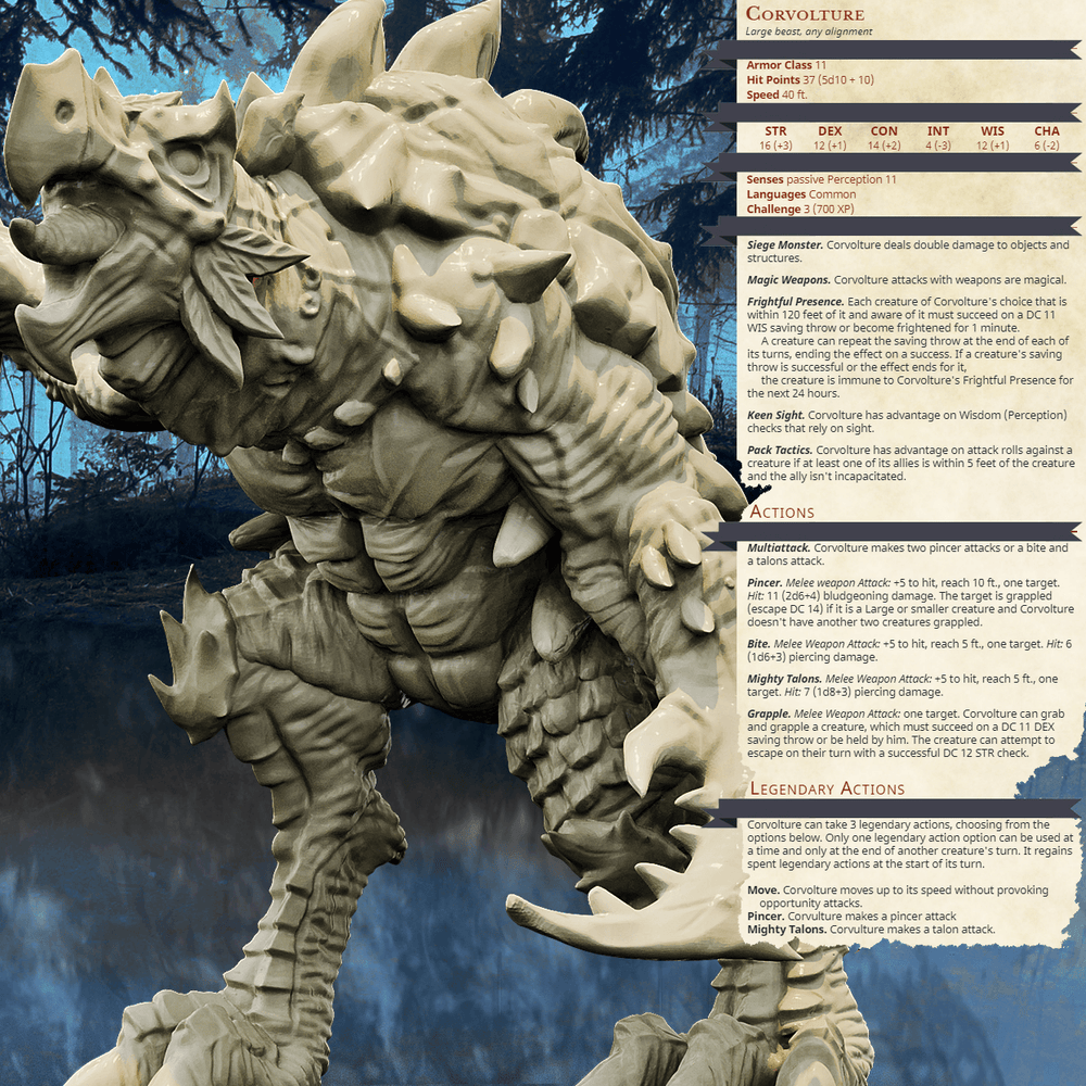 3D Printed Bestiary Vol. 4 Nafarrate - Corvolture Beast 32mm Ragnarok D&D (Online Only)