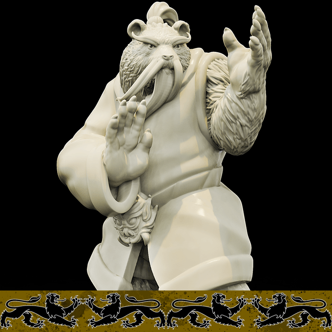 3D Printed Bestiary Vol. 4 Nafarrate - Cu Chulan Bear Monk 32mm Ragnarok D&D (Online Only)