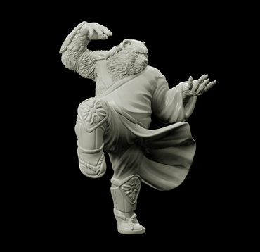 3D Printed Bestiary Vol. 4 Nafarrate - Cu Chulan Bear Monk 32mm Ragnarok D&D (Online Only)