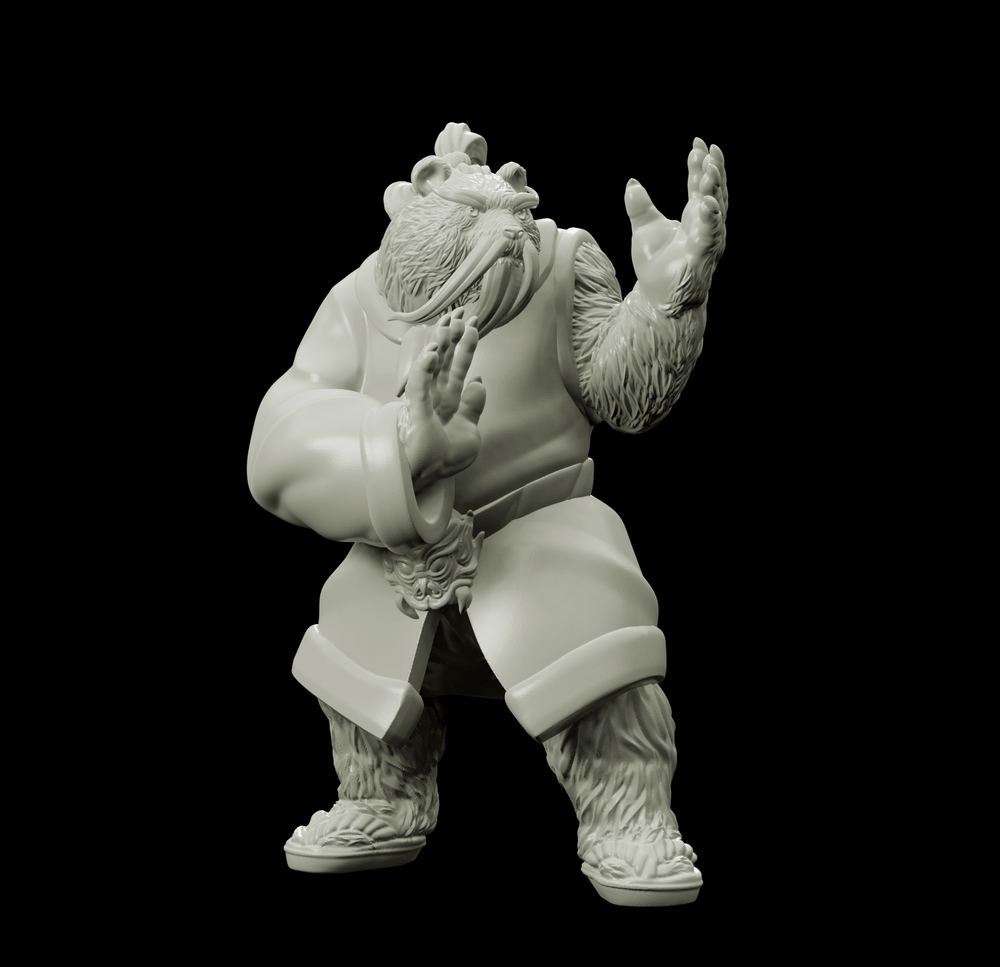 3D Printed Bestiary Vol. 4 Nafarrate - Cu Chulan Bear Monk 32mm Ragnarok D&D (Online Only)
