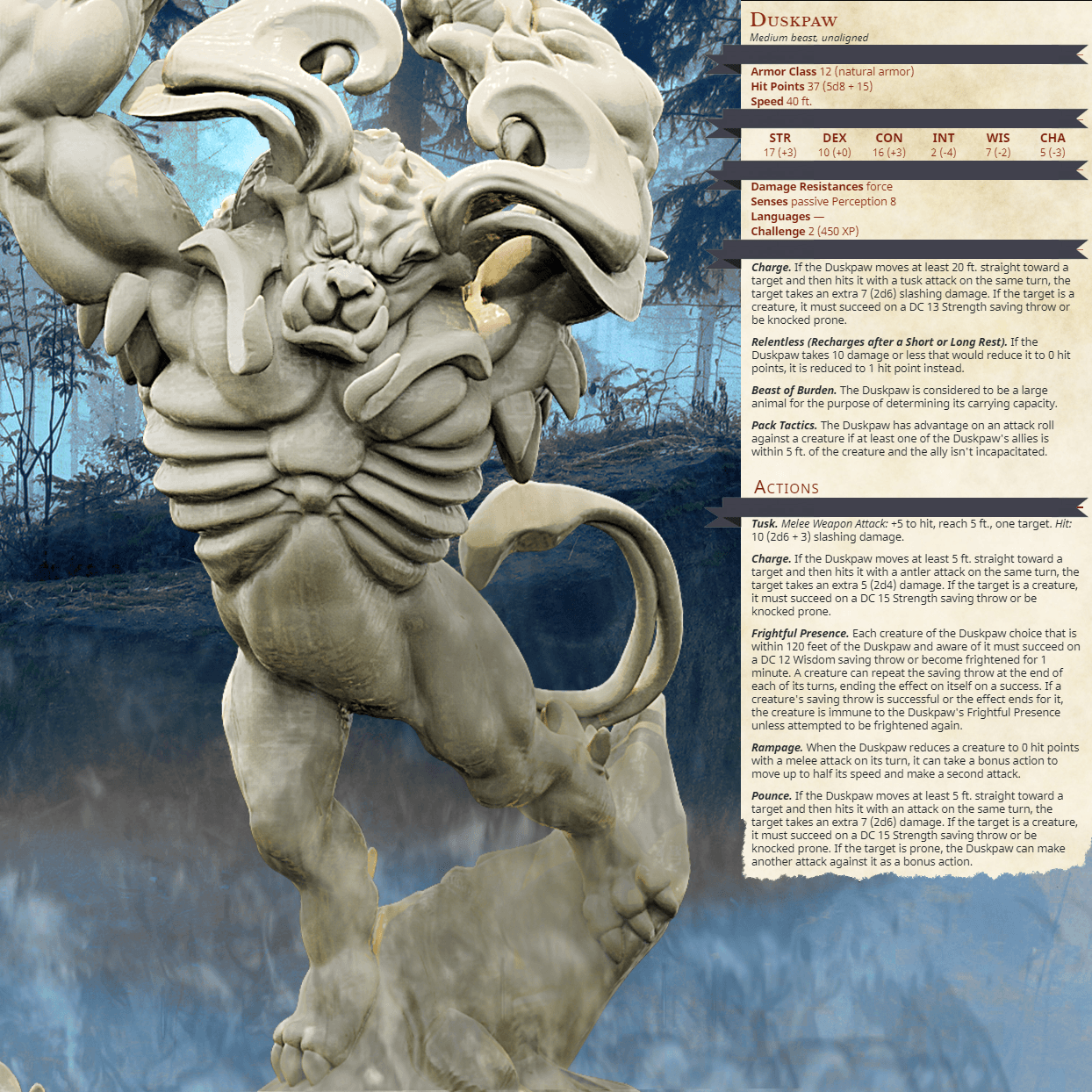 3D Printed Bestiary Vol. 4 Nafarrate - Duskpaw 32mm Ragnarok D&D (Online Only)