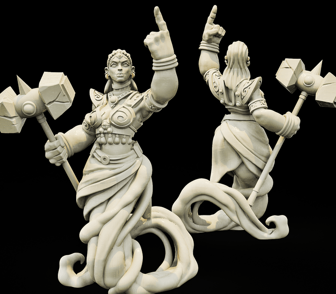 3D Printed Bestiary Vol. 4 Nafarrate - Earth Genie 32mm Ragnarok D&D (Online Only)