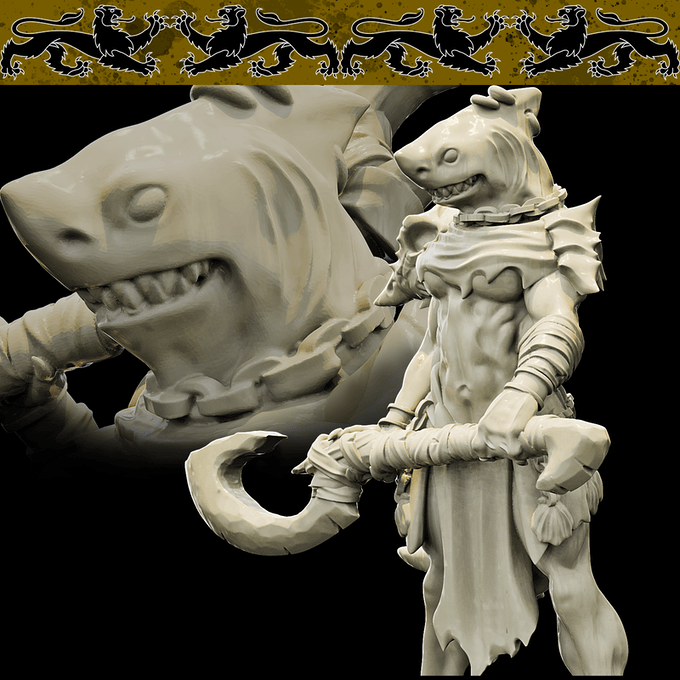 3D Printed Bestiary Vol. 4 Nafarrate - Ephyra Lady Shark 32mm Ragnarok D&D (Online Only)