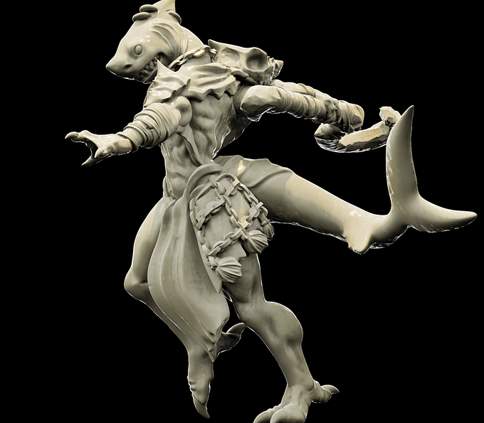 3D Printed Bestiary Vol. 4 Nafarrate - Ephyra Lady Shark 32mm Ragnarok D&D (Online Only)