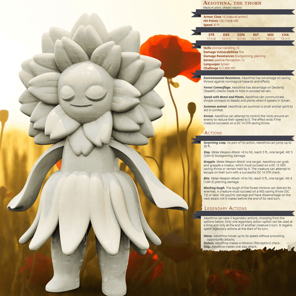 3D Printed Bestiary Vol. 4 Nafarrate - Forrest Spirit Minions 32mm Ragnarok D&D (Online Only)