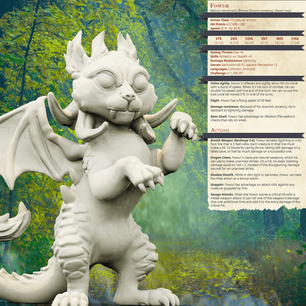 3D Printed Bestiary Vol. 4 Nafarrate - Fowur Draconic Ancestry 32mm Ragnarok D&D (Online Only)