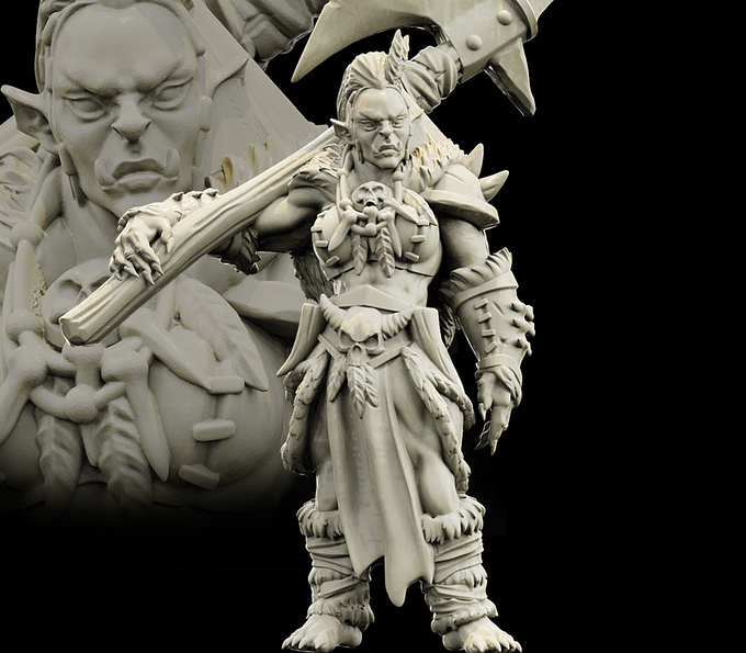 3D Printed Bestiary Vol. 4 Nafarrate - Gatha Female Orc 32mm Ragnarok D&D (Online Only)