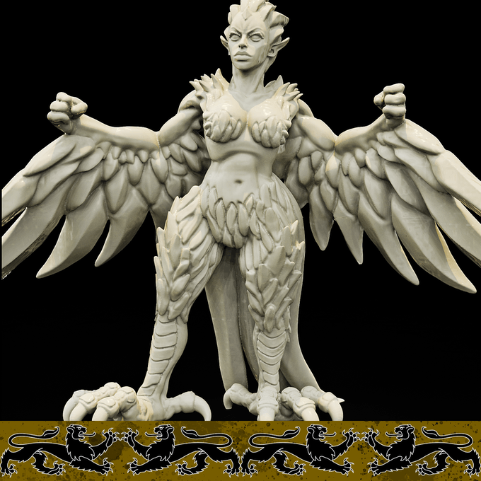 3D Printed Bestiary Vol. 4 Nafarrate - Harpy 32mm Ragnarok D&D (Online Only)