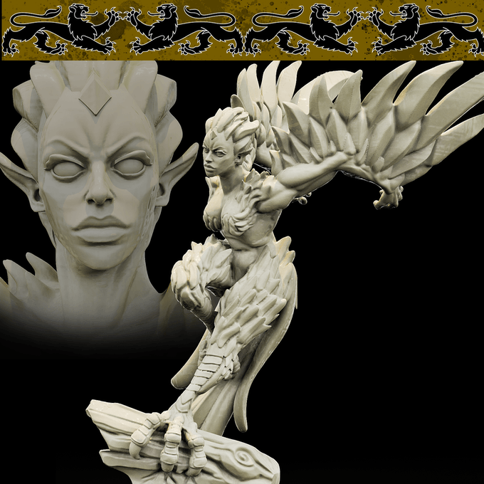 3D Printed Bestiary Vol. 4 Nafarrate - Harpy 32mm Ragnarok D&D (Online Only)