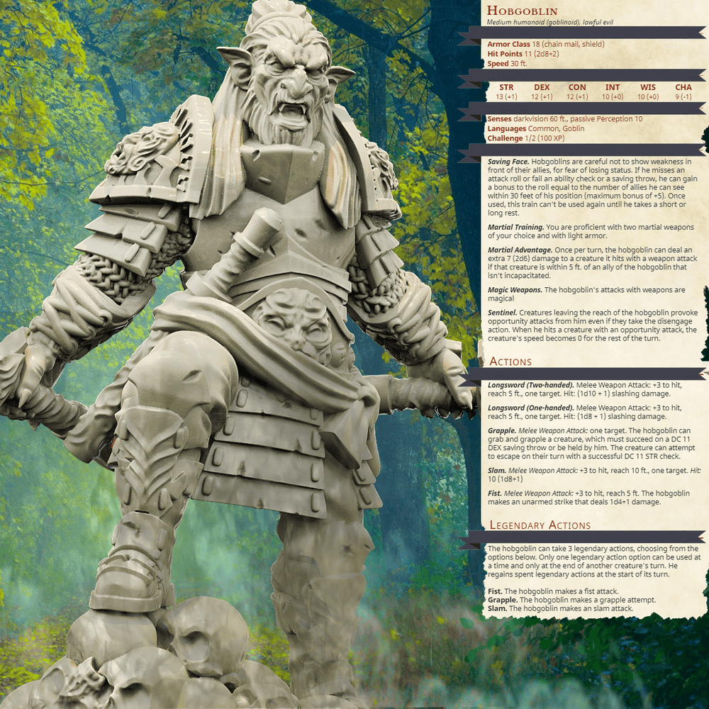 3D Printed Bestiary Vol. 4 Nafarrate - Hobgoblin 32mm Ragnarok D&D (Online Only)