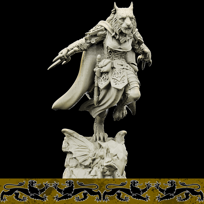 3D Printed Bestiary Vol. 4 Nafarrate - Ishu Tigress 32mm Ragnarok D&D (Online Only)