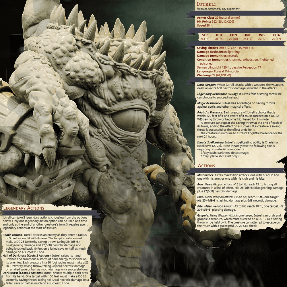 3D Printed Bestiary Vol. 4 Nafarrate - Iutreli Abomination 32mm Ragnarok D&D (Online Only)