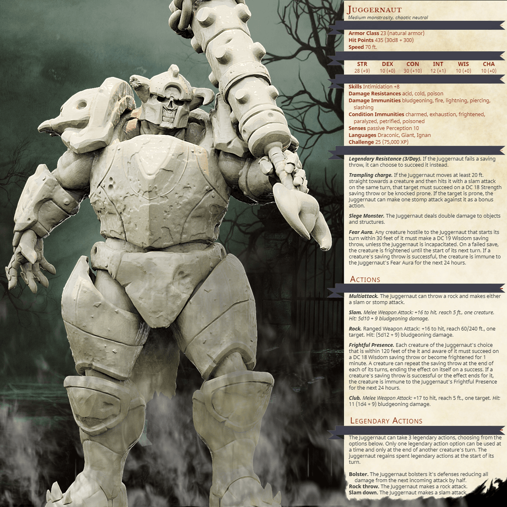 3D Printed Bestiary Vol. 4 Nafarrate - Juggernaut 32mm Ragnarok D&D (Online Only)