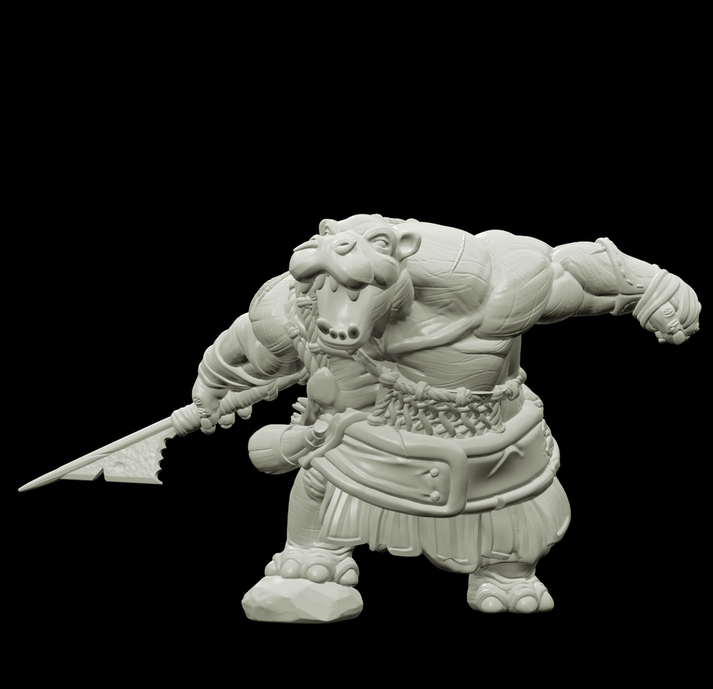 3D Printed Bestiary Vol. 4 Nafarrate - Kiboko Hippo Man 32mm Ragnarok D&D (Online Only)