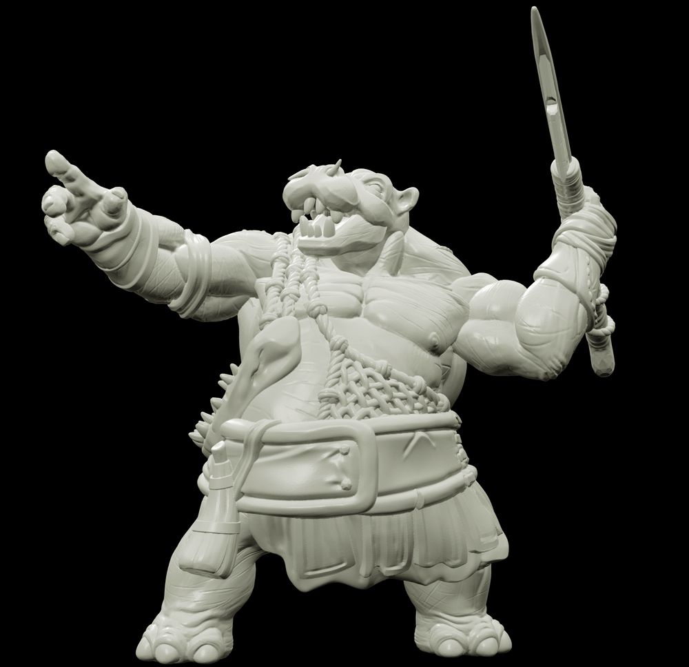 3D Printed Bestiary Vol. 4 Nafarrate - Kiboko Hippo Man 32mm Ragnarok D&D (Online Only)