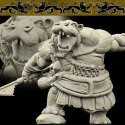 3D Printed Bestiary Vol. 4 Nafarrate - Kiboko Hippo Man 32mm Ragnarok D&D (Online Only)