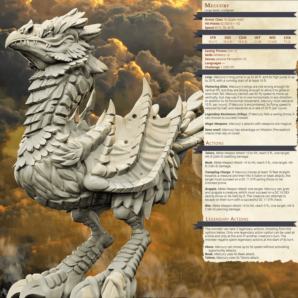 3D Printed Bestiary Vol. 4 Nafarrate - Meccury Bird 32mm Ragnarok D&D (Online Only)