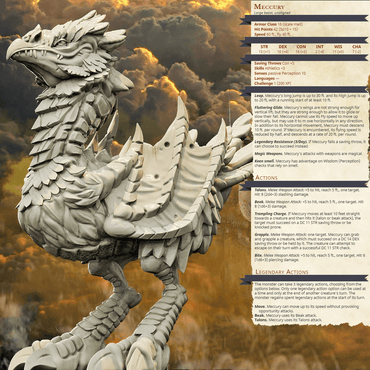 3D Printed Bestiary Vol. 4 Nafarrate - Meccury Bird 32mm Ragnarok D&D (Online Only)