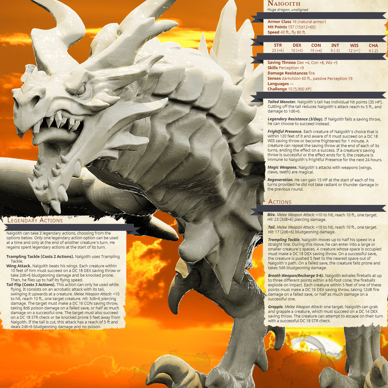 3D Printed Bestiary Vol. 4 Nafarrate - Naigoith Red Dragon 32mm Ragnarok D&D (Online Only)