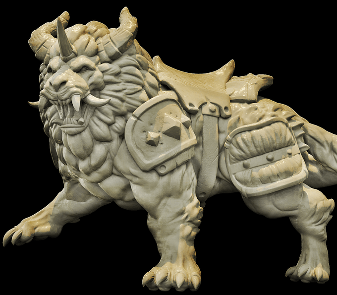 3D Printed Bestiary Vol. 4 Nafarrate - Nian Lion Mount 32mm Ragnarok D&D (Online Only)