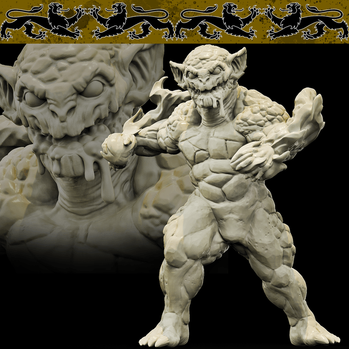 3D Printed Bestiary Vol. 4 Nafarrate - Onyx Elemental 32mm Ragnarok D&D (Online Only)