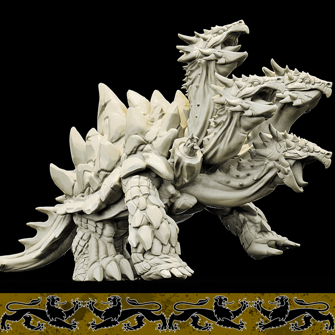 3D Printed Bestiary Vol. 4 Nafarrate - Plaqwum Turtle Hydra 32mm Ragnarok D&D (Online Only)